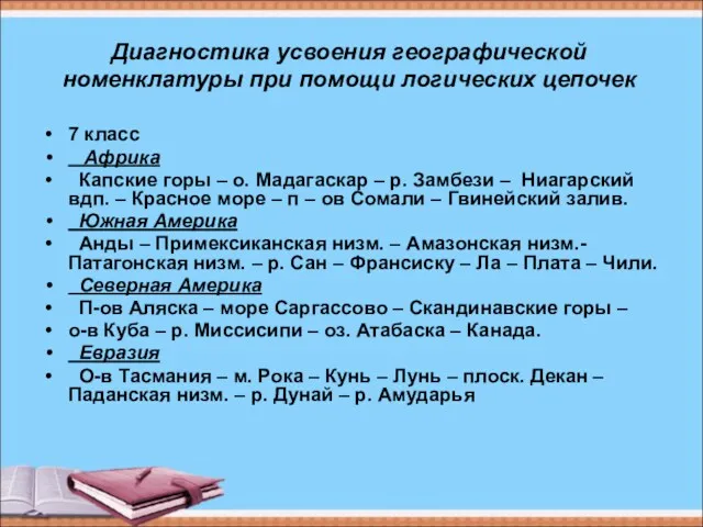 7 класс Африка Капские горы – о. Мадагаскар – р.