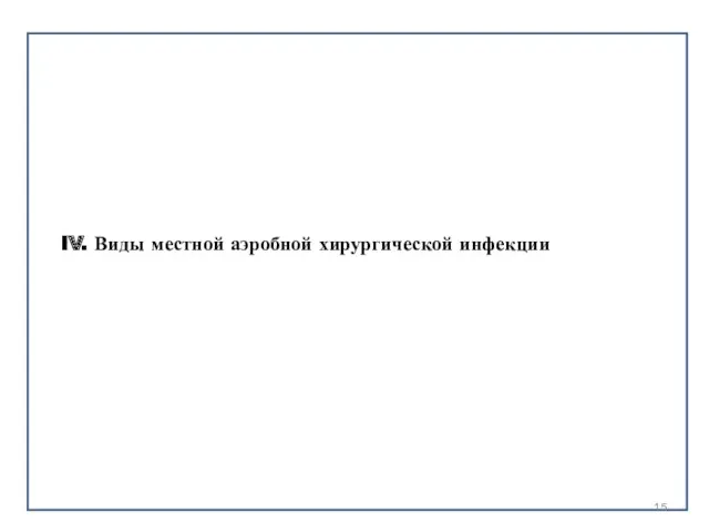 IV. Виды местной аэробной хирургической инфекции