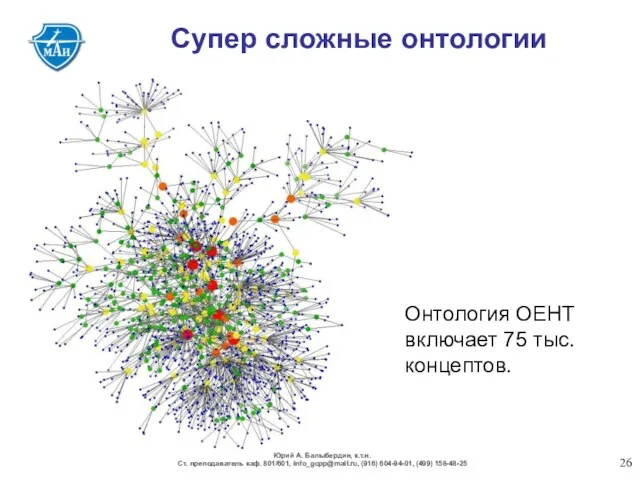 Супер сложные онтологии Онтология ОЕНТ включает 75 тыс. концептов. Юрий