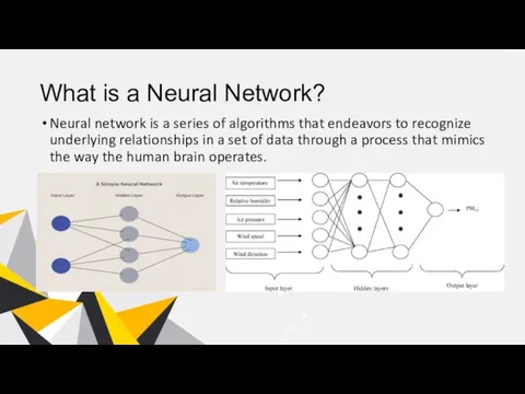 What is a Neural Network? Neural network is a series