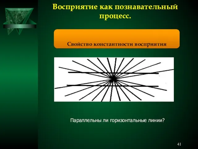 Восприятие как познавательный процесс. Свойство константности восприятия Параллельны ли горизонтальные линии?