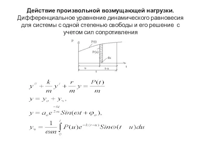 Действие произвольной возмущающей нагрузки. Дифференциальное уравнение динамического равновесия для системы