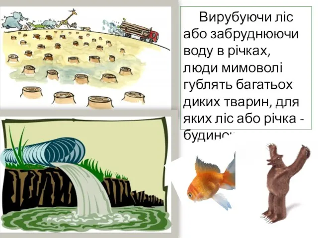 Вирубуючи ліс або забруднюючи воду в річках, люди мимоволі гублять