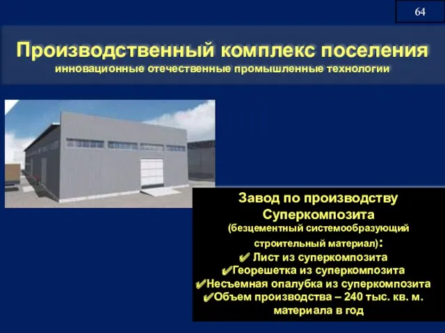 Производственный комплекс поселения инновационные отечественные промышленные технологии Завод по производству