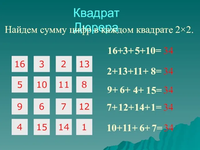 16 3 2 5 10 11 9 6 7 Квадрат