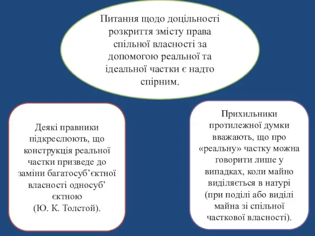 Питання щодо доцільності розкриття змісту права спільної власності за допомогою