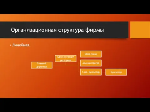 Организационная структура фирмы Линейная.