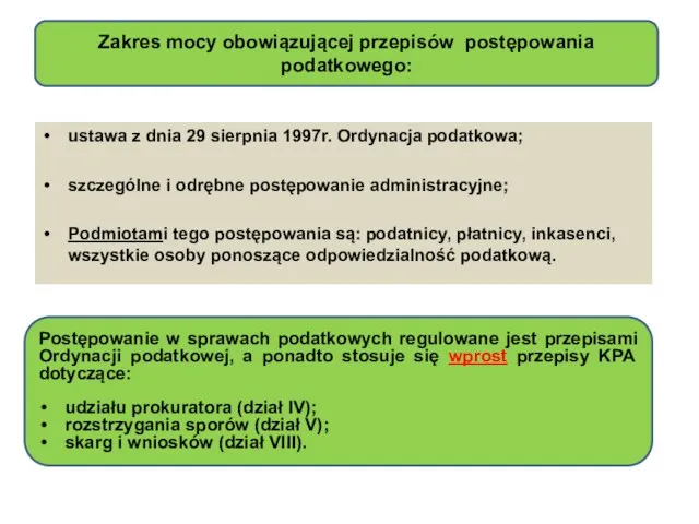 ustawa z dnia 29 sierpnia 1997r. Ordynacja podatkowa; szczególne i