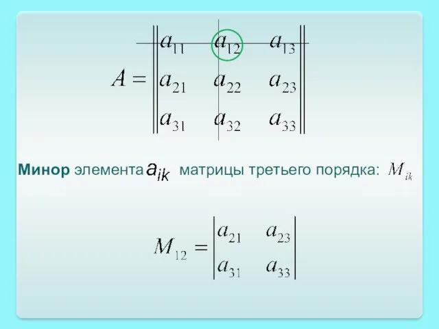 Минор элемента матрицы третьего порядка: