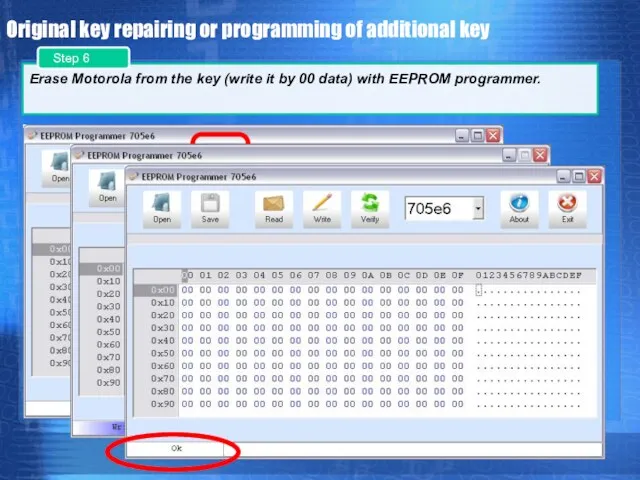 Original key repairing or programming of additional key Erase Motorola