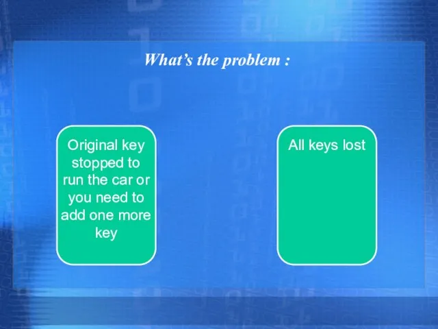 What’s the problem : Original key stopped to run the