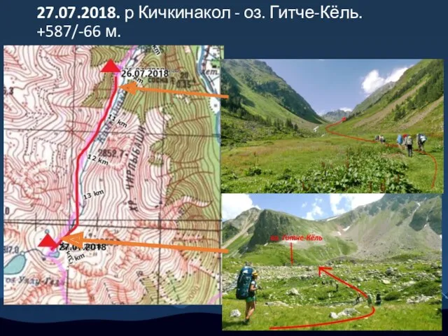 27.07.2018. р Кичкинакол - оз. Гитче-Кёль. +587/-66 м.