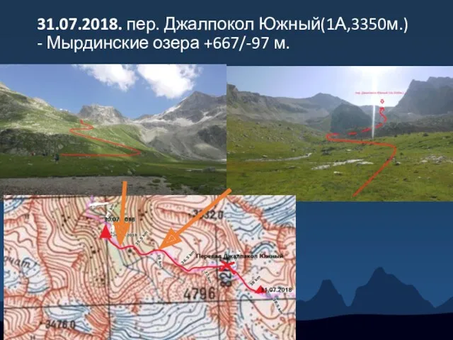 31.07.2018. пер. Джалпокол Южный(1А,3350м.) - Мырдинские озера +667/-97 м.