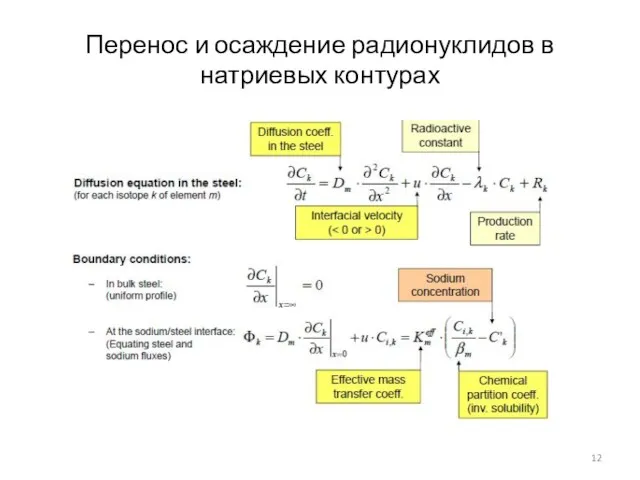 Перенос и осаждение радионуклидов в натриевых контурах