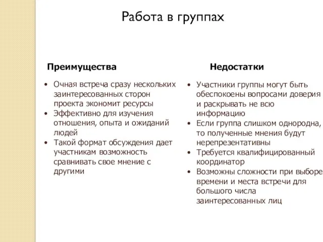 9. Работа в группах Преимущества Недостатки Очная встреча сразу нескольких