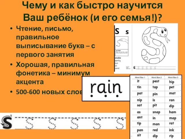 Чему и как быстро научится Ваш ребёнок (и его семья!)? Чтение, письмо, правильное