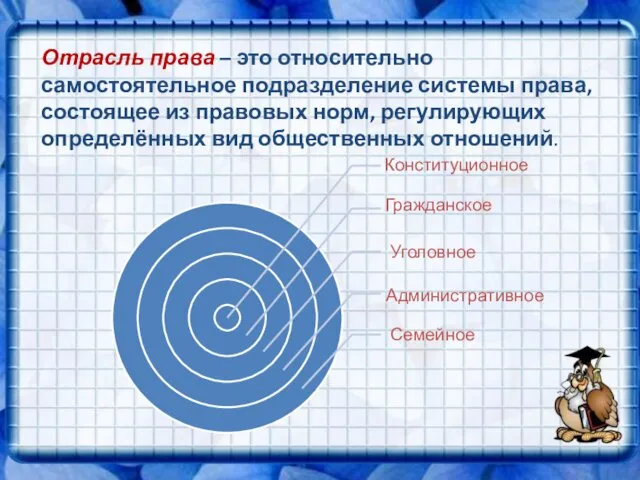 Отрасль права – это относительно самостоятельное подразделение системы права, состоящее