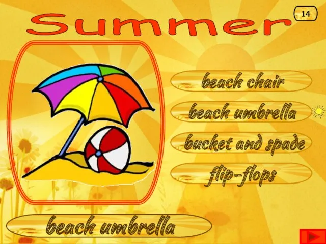 Summer beach umbrella beach chair bucket and spade flip-flops beach umbrella 14