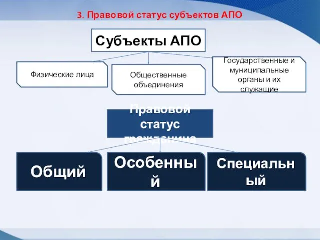 3. Правовой статус субъектов АПО Физические лица Субъекты АПО Общественные