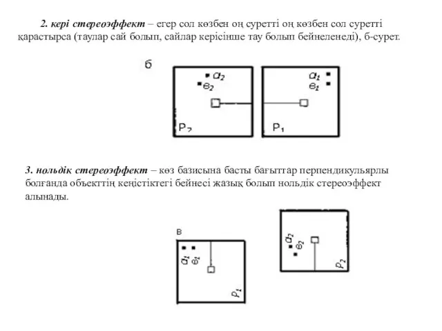 2. кері стереоэффект – егер сол көзбен оң суретті оң