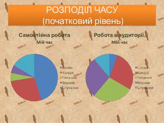 РОЗПОДІЛ ЧАСУ (початковий рівень) Самостійна робота Робота в аудиторії.