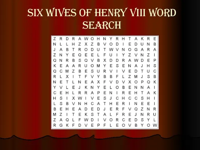 Six wives of Henry viii word search