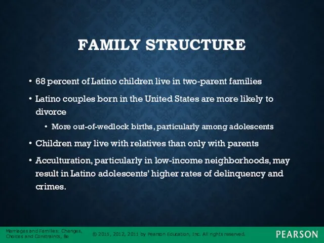 FAMILY STRUCTURE 68 percent of Latino children live in two-parent