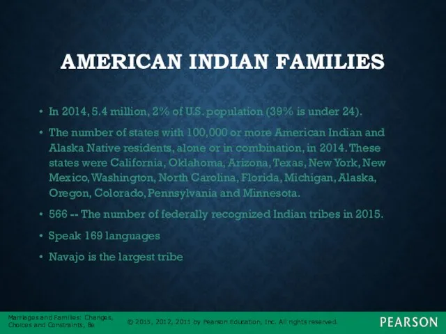 AMERICAN INDIAN FAMILIES In 2014, 5.4 million, 2% of U.S.