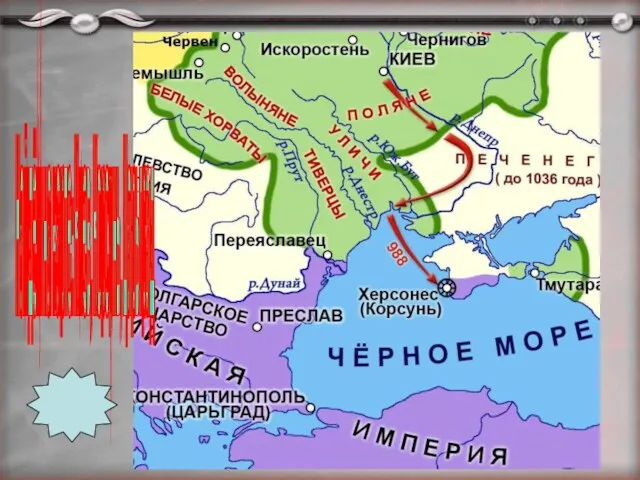 Найдём на карте: Киев, Корсунь, Царьград