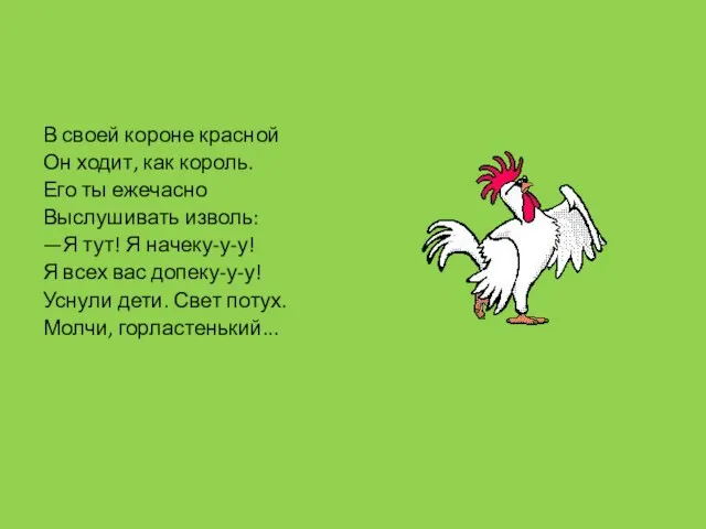 В своей короне красной Он ходит, как король. Его ты