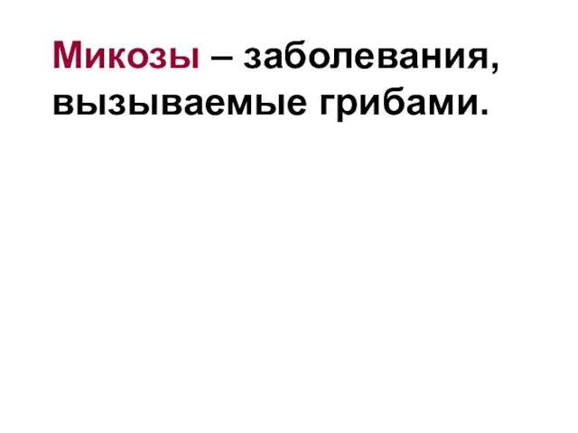 Микозы – заболевания, вызываемые грибами.