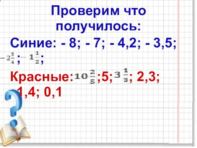 Проверим что получилось: Синие: - 8; - 7; - 4,2;