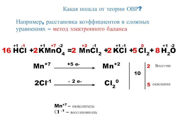 Какая польза от теории ОВР? Например, расстановка коэффициентов в сложных