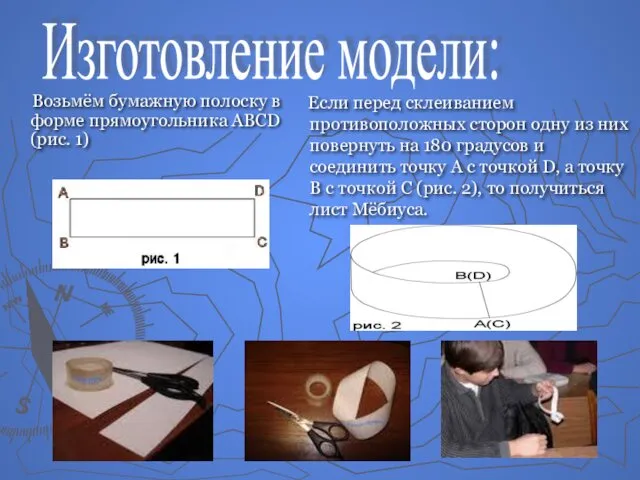 Возьмём бумажную полоску в форме прямоугольника ABCD (рис. 1) Если