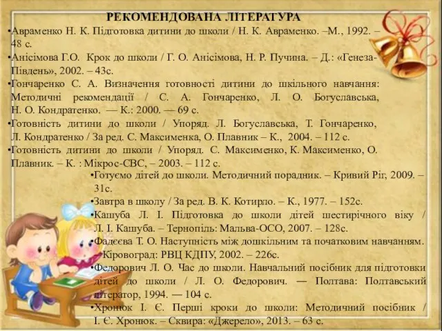 Авраменко Н. К. Підготовка дитини до школи / Н. К.