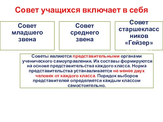 Совет учащихся включает в себя