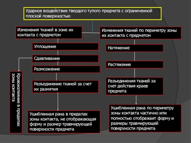 Ударное воздействие твердого тупого предмета с ограниченной плоской поверхностью Изменения