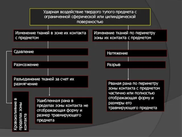 Ударная воздействие твердого тупого предмета с ограниченной сферической или цилиндрической