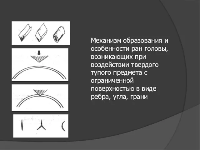 Механизм образования и особенности ран головы, возникающих при воздействии твердого