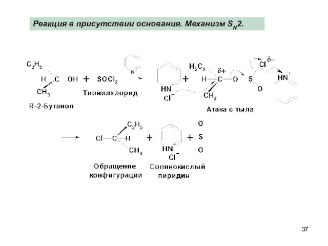 Реакция в присутствии основания. Механизм SN2.