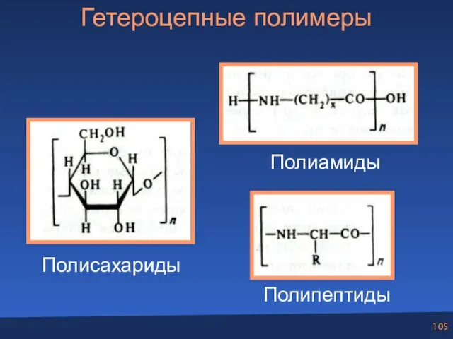 Гетероцепные полимеры Полисахариды Полиамиды Полипептиды