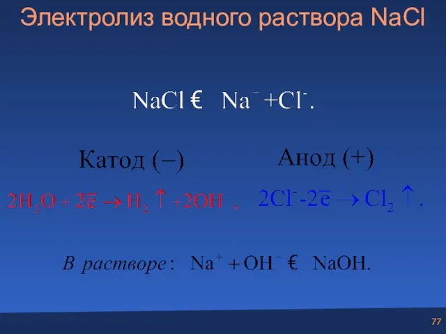 Электролиз водного раствора NaCl