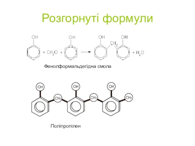 Розгорнуті формули Фенолформальдегідна смола Поліпропілен