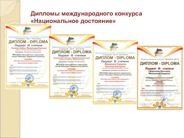 Дипломы международного конкурса «Национальное достояние»