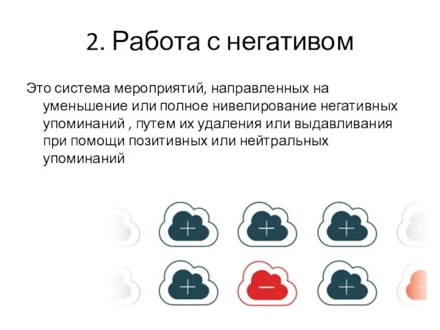 2. Работа с негативом Это система мероприятий, направленных на уменьшение