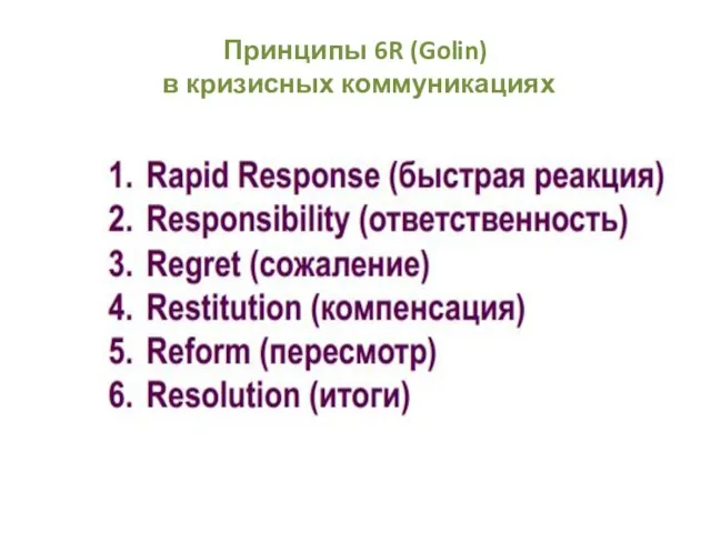 Принципы 6R (Golin) в кризисных коммуникациях