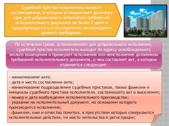 По истечении срока, установленного для добровольного исполнения, судебный пристав-исполнитель выходит