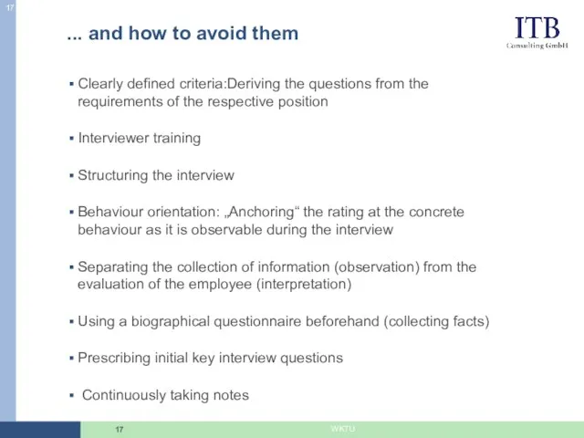... and how to avoid them Clearly defined criteria:Deriving the