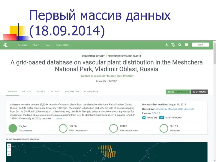 Первый массив данных (18.09.2014)