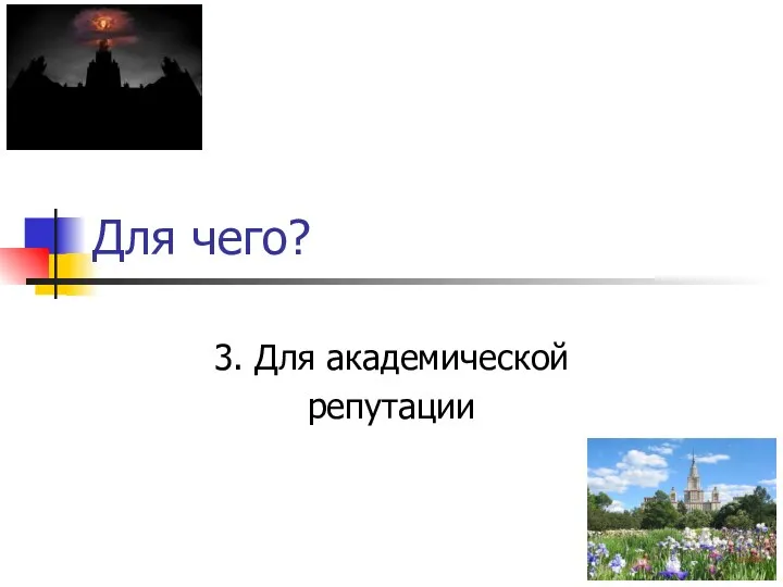 Для чего? 3. Для академической репутации